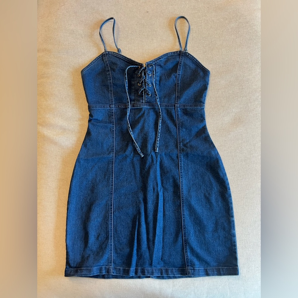 Denim Lace-Up Dress